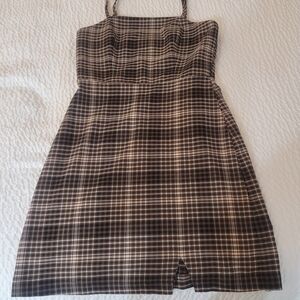 GB Plaid Mini Dress in Black and Cream